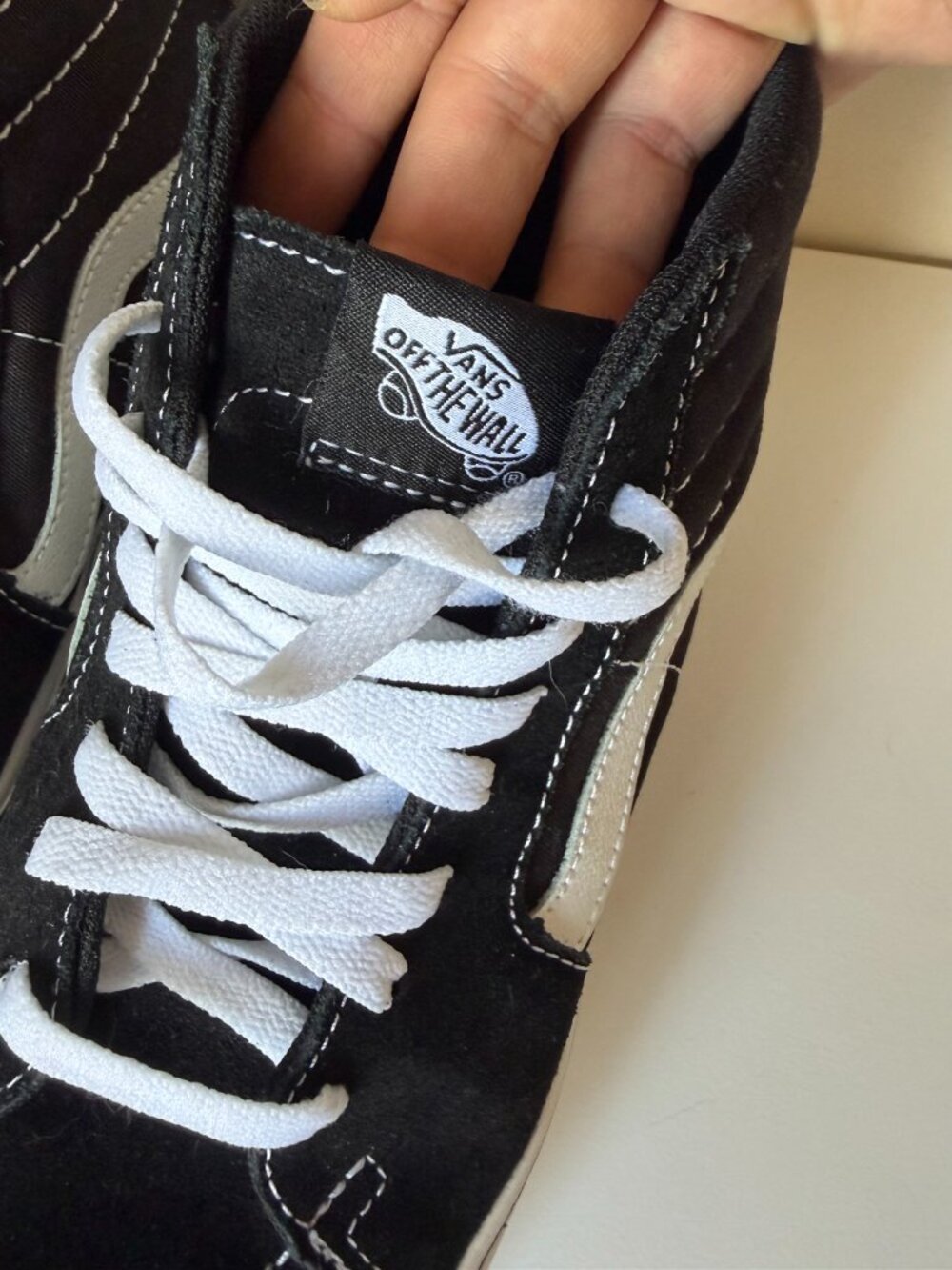Vans SK8-Hi Black White | Size 6.5 High Top Sneakers | Suede Canvas Skate Shoes - Picture 3 of 6